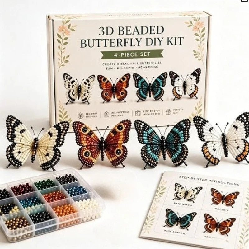 Butterfly Bead DIY Kit – 4 Color Sets, 3D Keychain Craft Bead Craft Kit Babs SKY BLUE