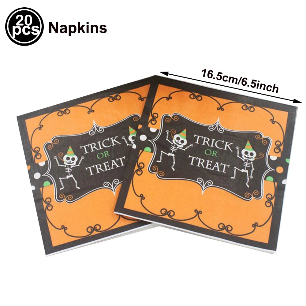 20-Pack Halloween Disposable Paper Napkins – Spooky Prints Disposable Party Napkins Babs Fluorescence Yellow as show