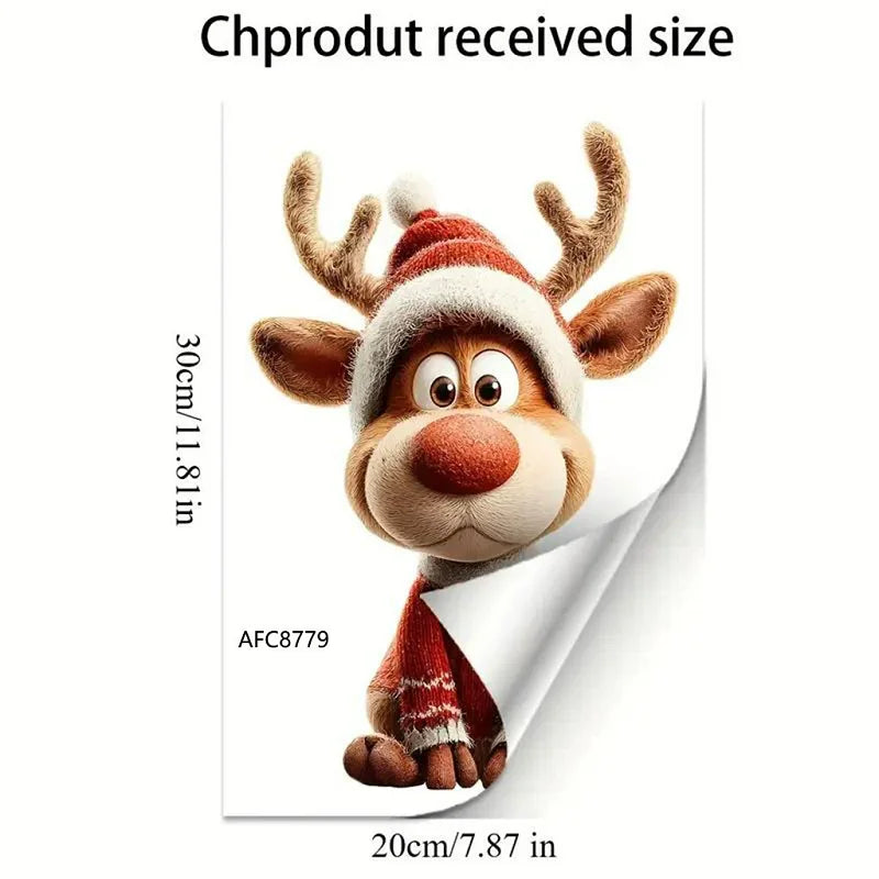 Christmas Reindeer Window Cling Stickers – Waterproof Vinyl Decals Window Cling Stickers Babs A