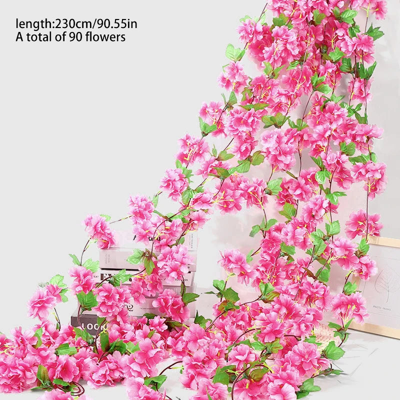 Artificial Cherry Blossom Sakura Hanging Garland | Silk Vine Silk Flower Garland Babs b02