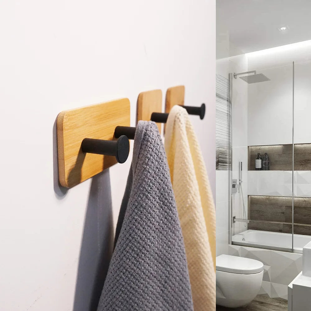 Natural Wood Wall Hook – Coat, Key, Towel & Robe Organizer Wall-Mounted Hook Babs