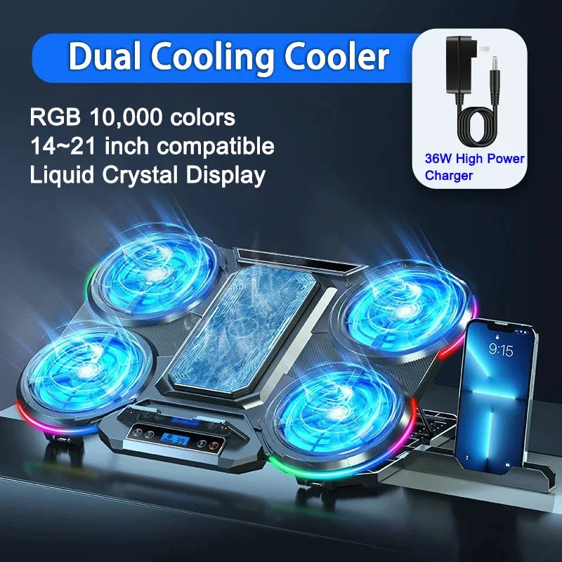 HUXUAN RGB Laptop Cooling Pad 12–18 Inch, 8-Fan Stand Laptop Cooling Pad Babs A Black