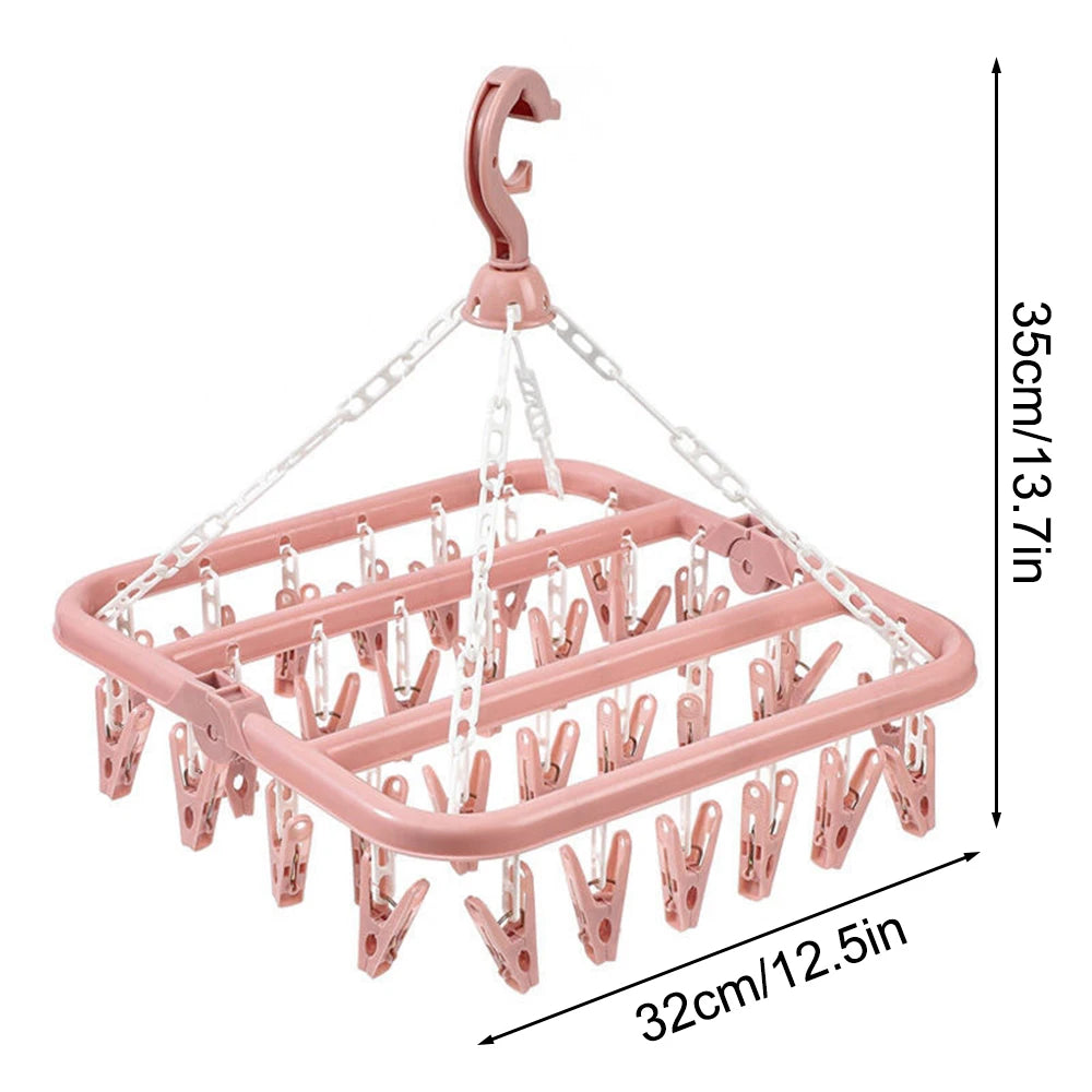 32-Clip Windproof Folding Laundry Drying Hanger | Space Saver Laundry Drying Hanger Babs