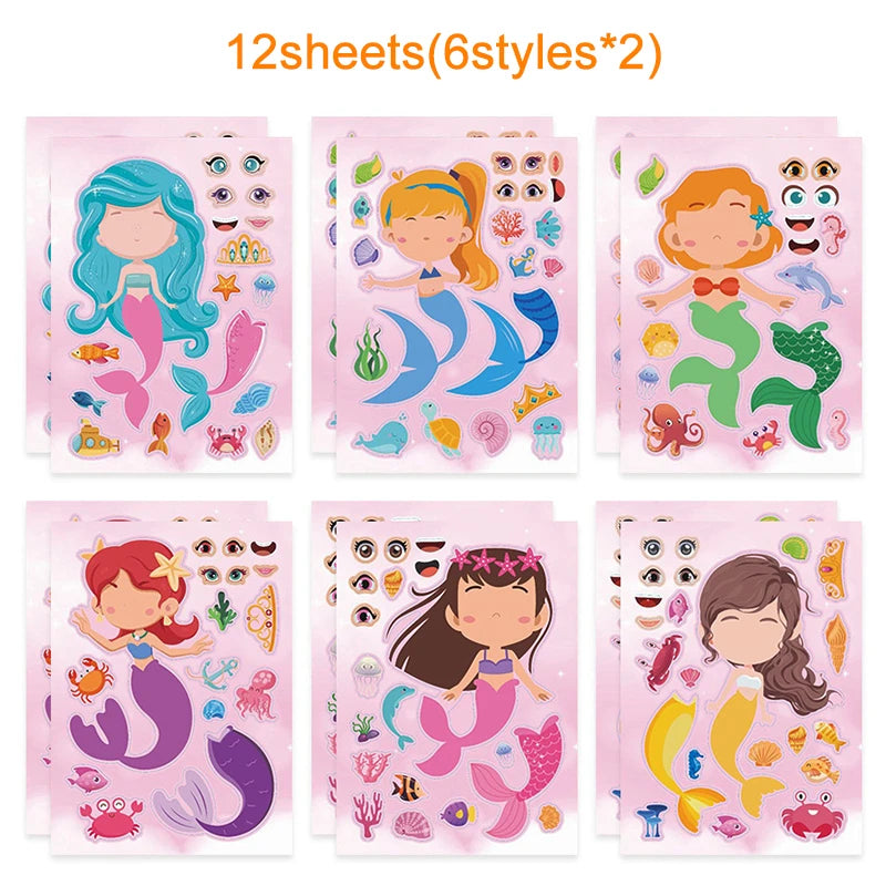 Little Mermaid DIY Puzzle Stickers – Kids Party Favors Kids Party Stickers Babs 12 Sheets