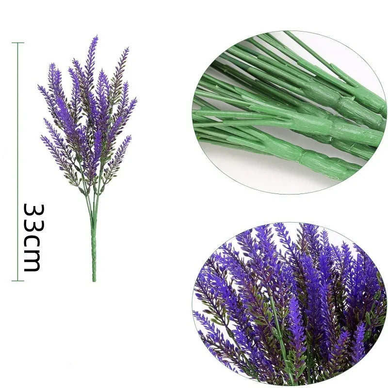UV Resistant Artificial Lavender Branches – Outdoor Faux Flowers Artificial Flower Branches Babs Purple 20PCS