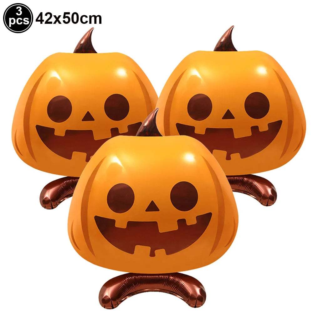 Halloween Foil Balloons Set – Pumpkin Ghost Bat Fringe Curtain Halloween Balloon Set Babs AGATE As pictures show