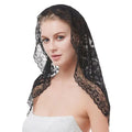 Lace Triangle Church Shawl Floral Mantilla Veil Scarf | 90×45cm Lace Mantilla Shawl Babs Black