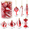 14-Piece Christmas Ball Ornaments Set – Red & Candy Cane Christmas Tree Ornaments Babs 14pcs set