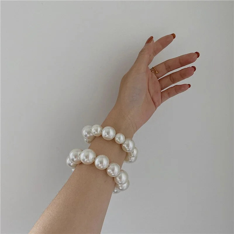Pearl Scrunchie Hair Tie – Korean Style Ponytail Holder Pearl Hair Scrunchie Babs