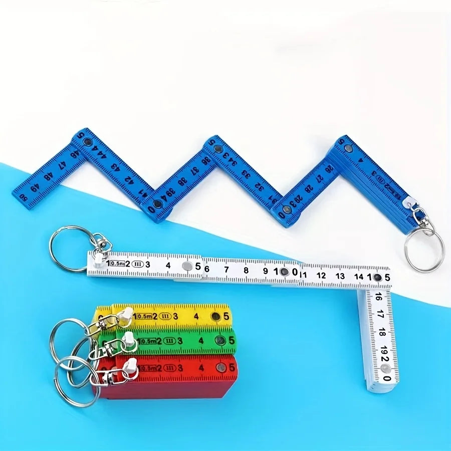 Folding Ruler with Keychain – Compact ABS Plastic 10-Section Folding Ruler Babs