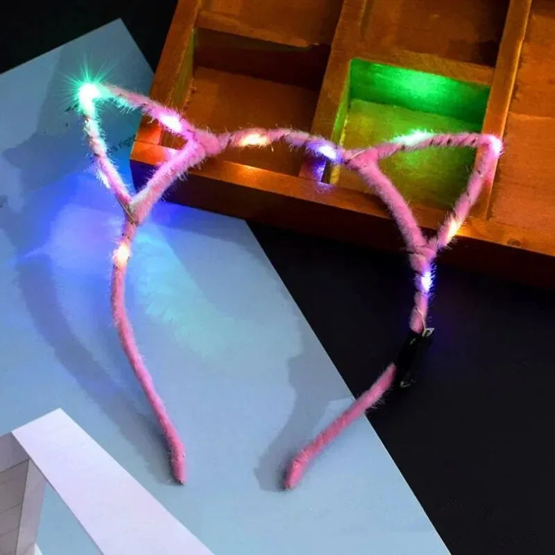 LED Cat Ear Headband – Flashing Glow Party Headwear LED Party Headband Babs