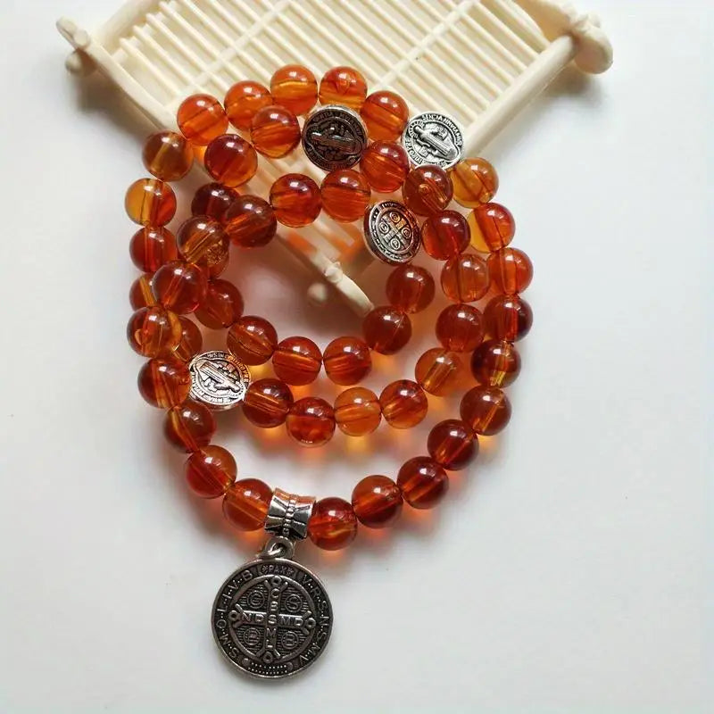 Saint Benedict Rosary Cross Necklace & Double Loop Bracelet Rosary Necklace Bracelet Babs