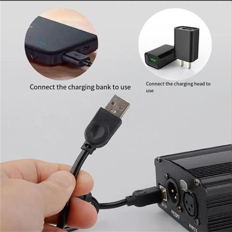 48V Phantom Power Supply & XLR Cable for Condenser Microphone Phantom Power Supply Babs