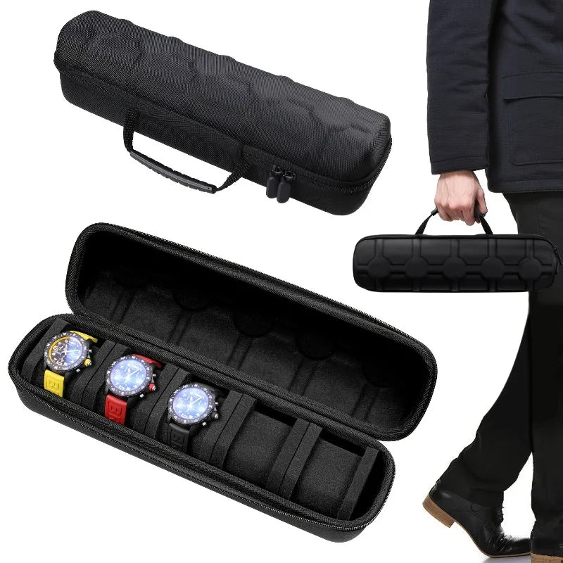 5-Slot Watch Travel Case – Hard Shell Box with Foam Pillows Watch Travel Case Babs