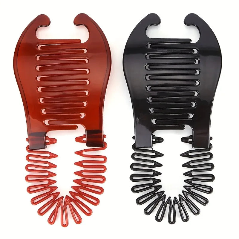 Banana & Ponytail Hair Clips for Women – 4pcs Red & Black Set Hair Styling Clips Babs