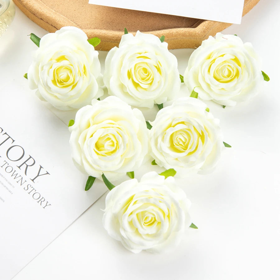 Silk Red Rose Artificial Flower Heads 5/10pcs – DIY & Decor Artificial Silk Flowers Babs WHITE 5 pieces