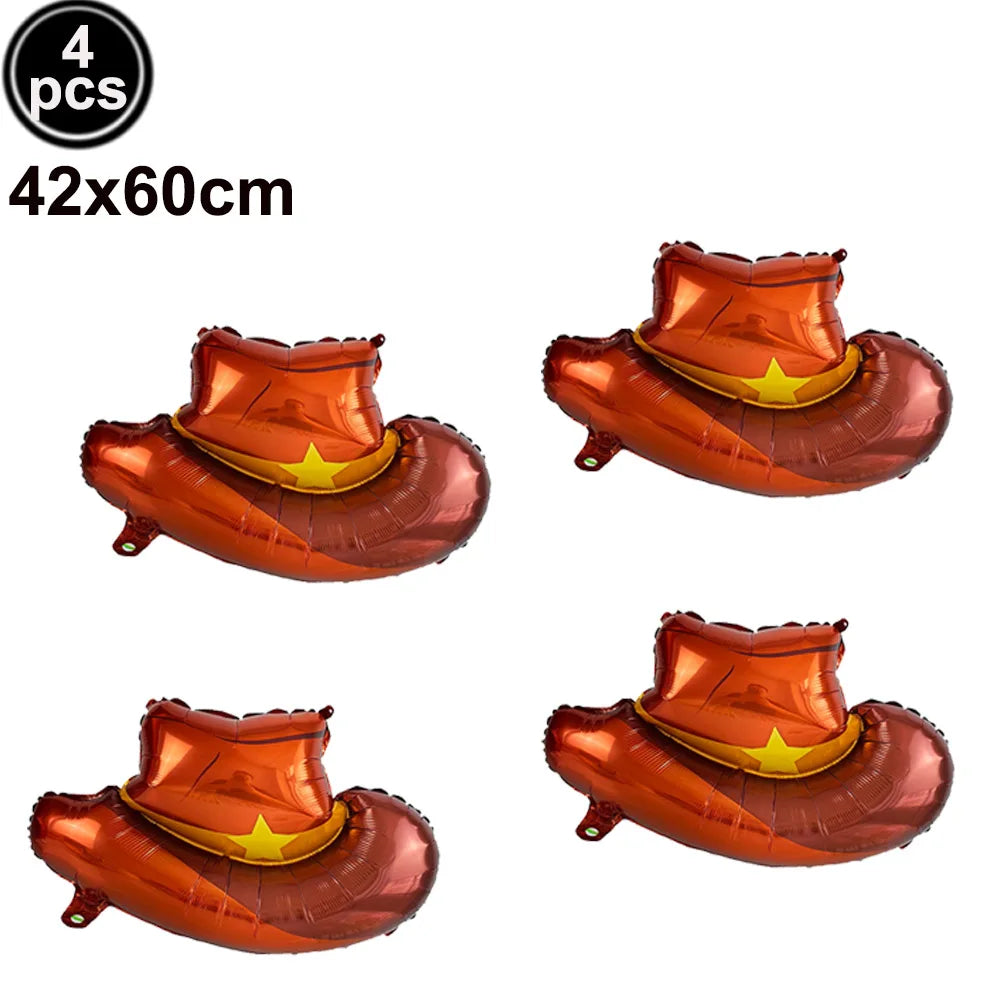 Western Cowboy Party Balloons – Boot Hat Pistol Foil Set Party Foil Balloons Babs Ruby As pictures show