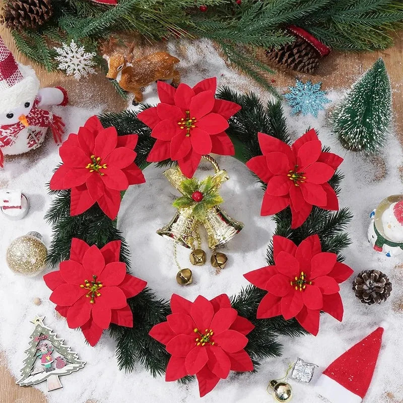 32cm Christmas Silk Carnation Bouquet – Fake Flowers for Home & Wedding Artificial Flower Bouquet Babs