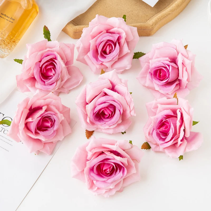 Silk Rose Artificial Flower Heads – Wedding & Home Décor Artificial Silk Flowers Babs Deep Pink 5 pcs