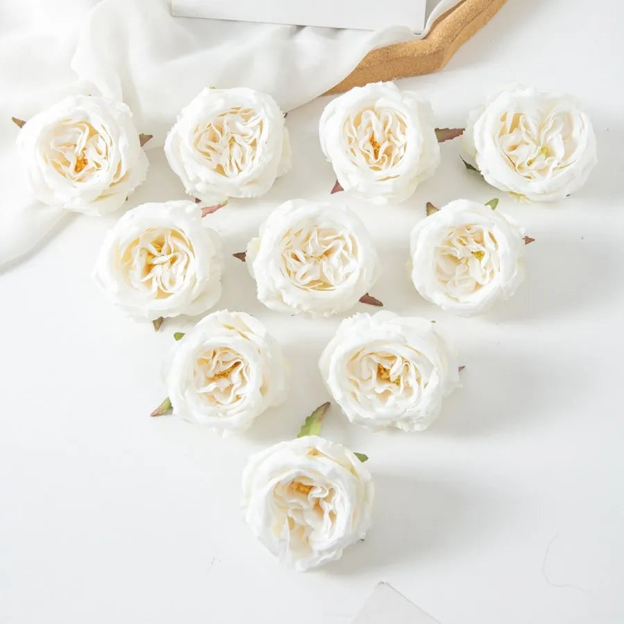 Silk Peony Artificial Flower Heads – Wedding & Home Decor 10/20Pcs Artificial Flower Heads Babs WHITE 10 PCS
