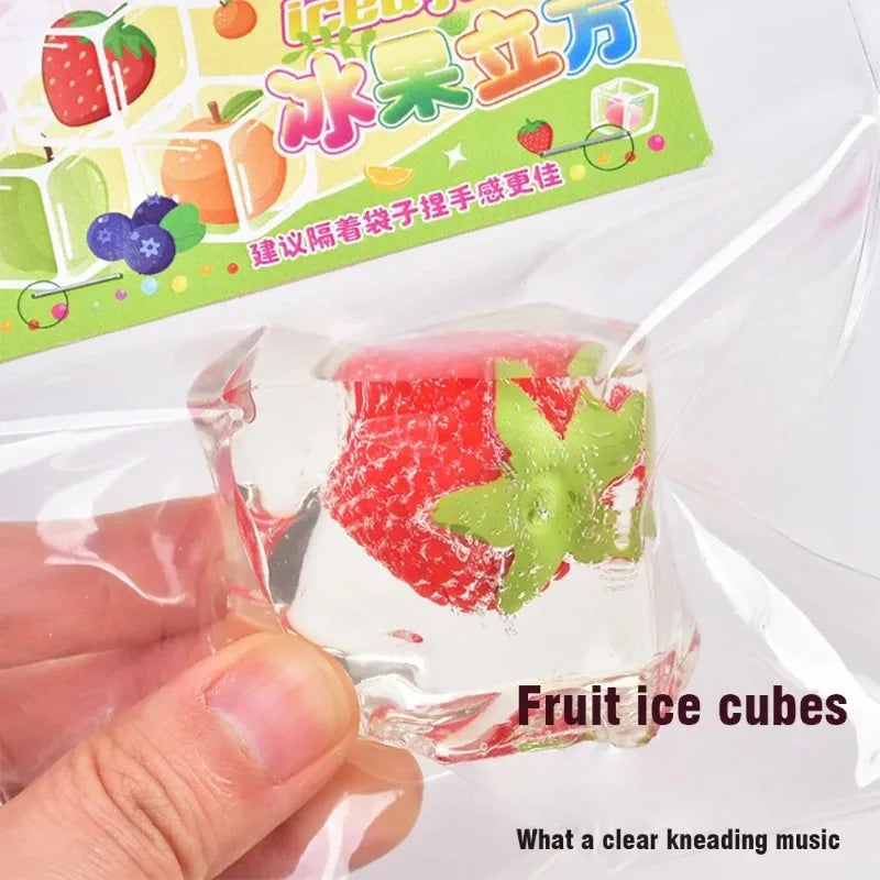 Transparent Cube Fruit TPR Squeeze Toy – Sensory Fidget Gadget Squeeze Fidget Toy Babs
