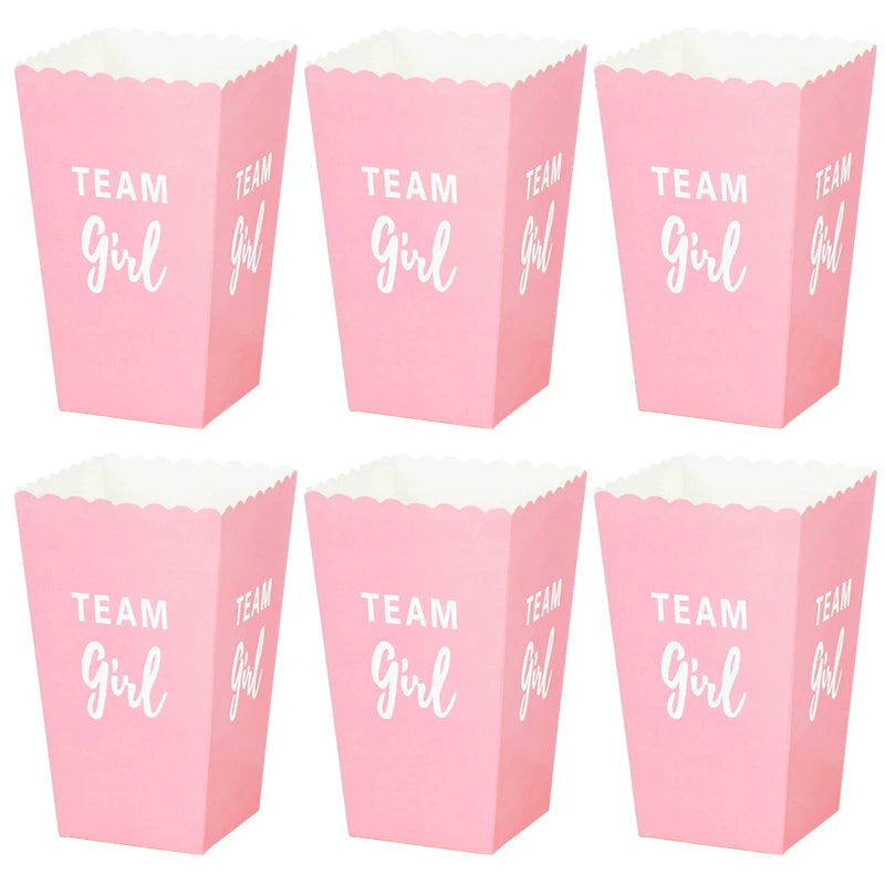 Gender Reveal Popcorn Boxes – Team Boy & Team Girl Party Set Party Favor Boxes Babs Pink 6pcs