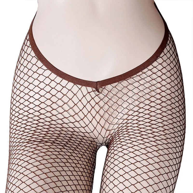 Women's Fishnet Tights – High Waist Mesh Pantyhose for Rave & Dance Fishnet Pantyhose Babs Brown M