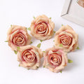 Silk Rose Artificial Flower Heads 7cm – Wedding & Home Décor Artificial Silk Flowers Babs Dark Champagne 5Pcs