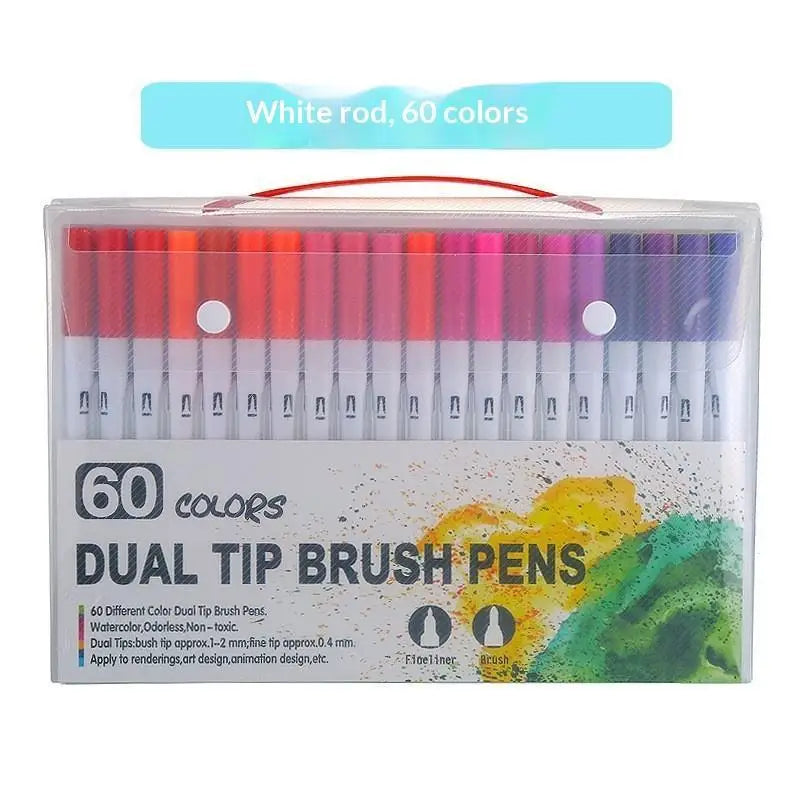 36-Color Soft Tip Brush Pens – Washable Water-Based Markers Watercolor Brush Pens Babs 60colors wite