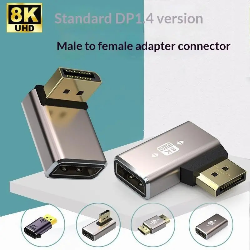 90° Right Angle DisplayPort 1.4 Adapter – 8K 60Hz M to F DisplayPort Adapter Babs