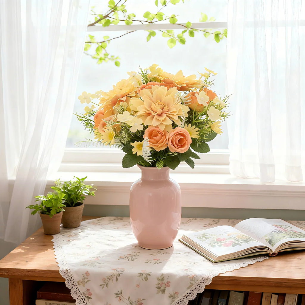 Artificial Dahlia Rose Silk Bouquet – Wedding & Home Décor Artificial Flower Bouquet Babs