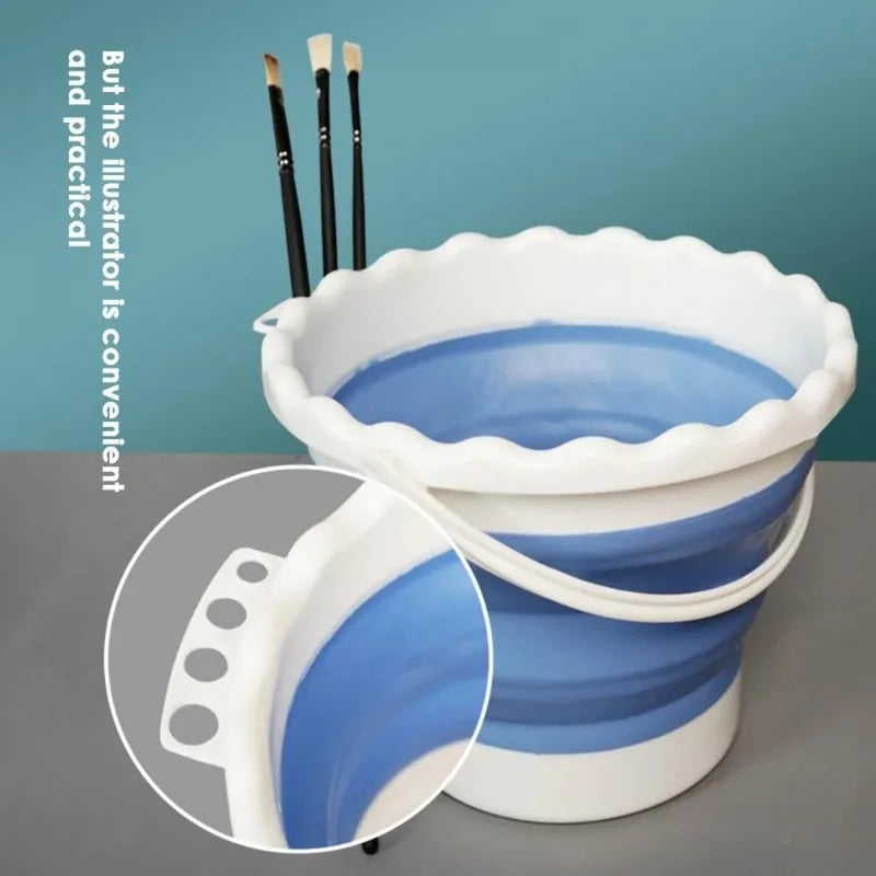 Foldable Silicone Brush Washing Bucket – Artist Studio Supply Art Brush Cleaner Babs