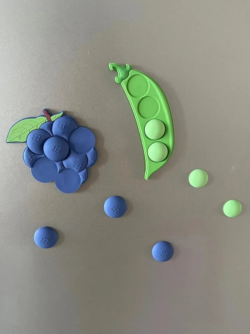 3D Cute Fruit Fridge Magnets – Grape & Pea Acrylic Stickers Decorative Fridge Magnets Babs
