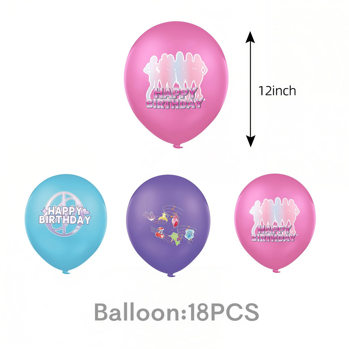 Katseye Kpop Birthday Party Supplies – Plates, Cups & Balloons Party Supplies Set Babs 18pcs Balloons