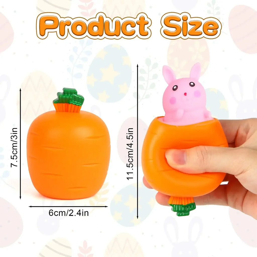 Squishy Carrot Rabbit Squeeze Telescopic Toy – Fun Kids Gift Novelty Squeeze Toy Babs