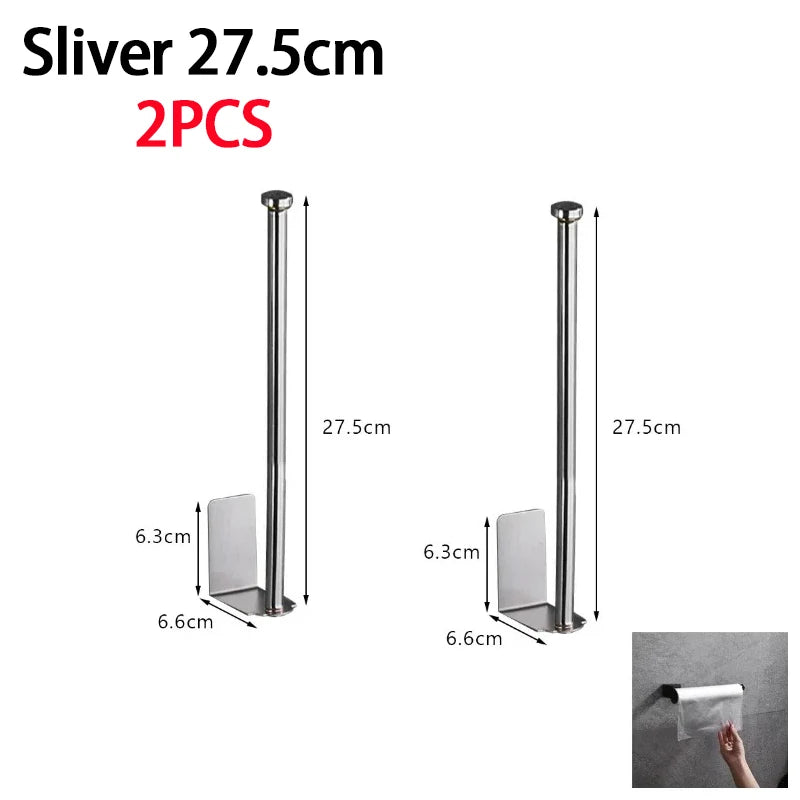 Under Sink Paper Towel Holder Stainless Steel Organizer Rack Kitchen Storage Rack Babs Sliver-M-2Pcs
