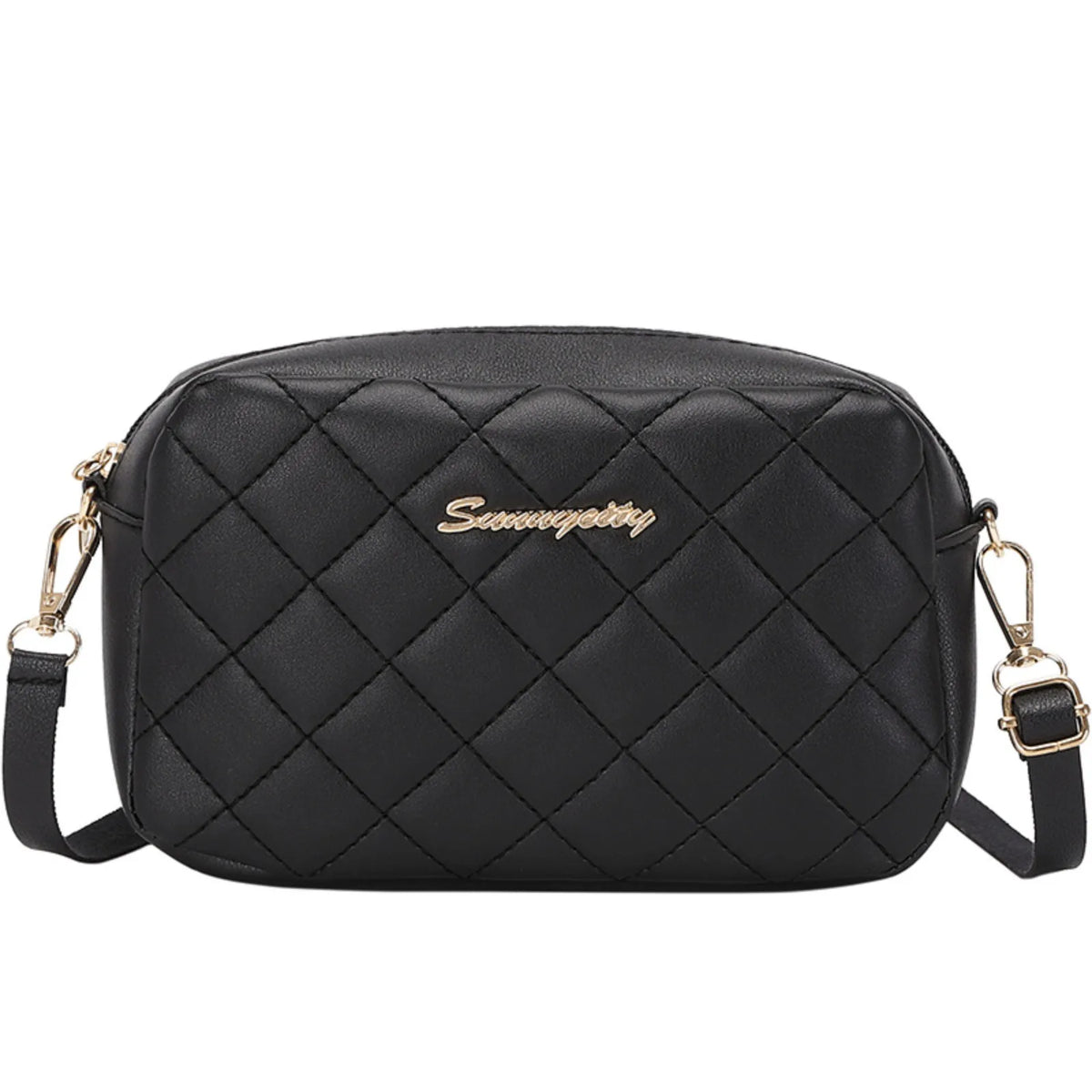 Women's Embroidered Camera Crossbody Bag | Chain Shoulder Purse Crossbody Shoulder Bag Babs Black One Size