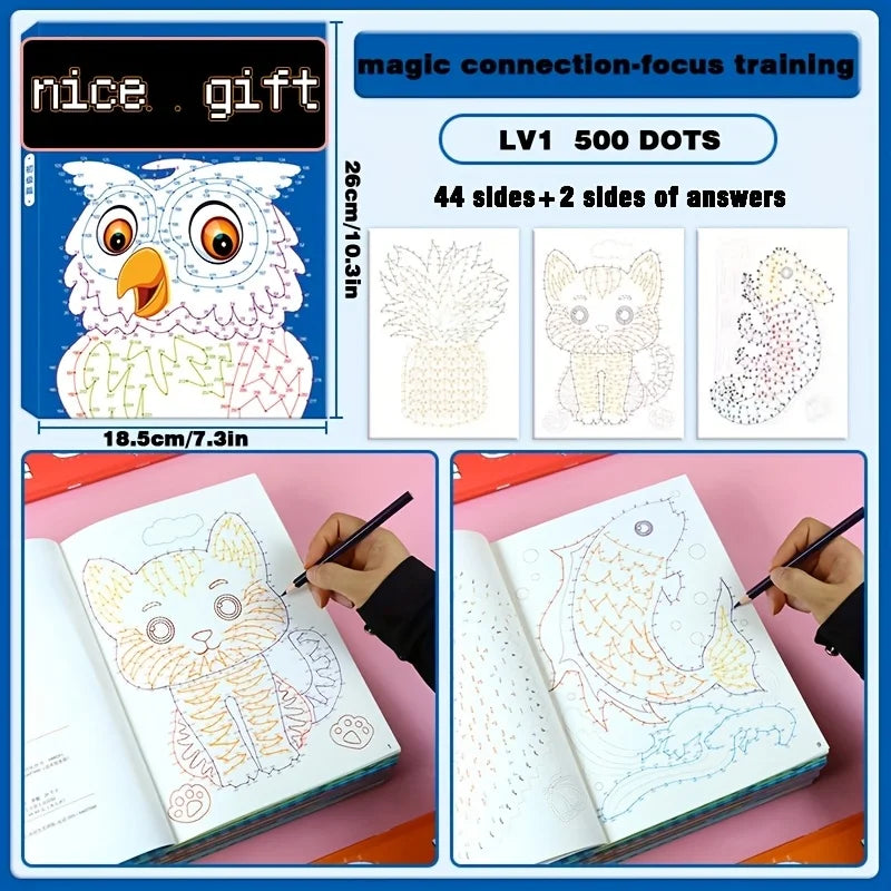 Connect-the-Dots Book – 44 Patterns, 3 Difficulty Levels Activity Drawing Book Babs Intermediate