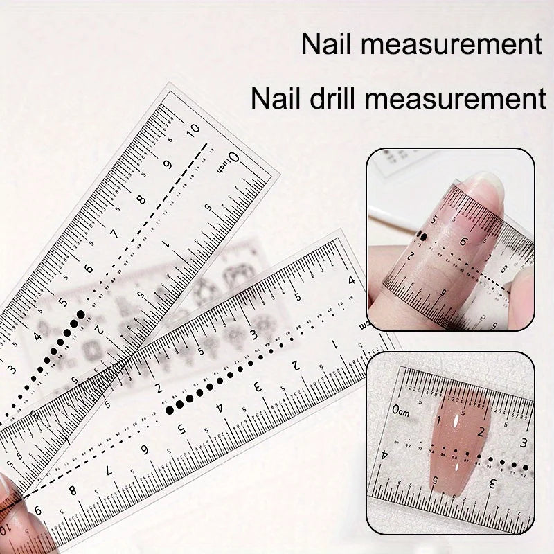 10pcs Clear PVC Soft Nail Ruler – Transparent Nail Sizing Tool Nail Sizing Ruler Babs