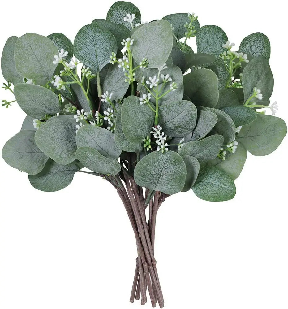Artificial Eucalyptus Stems 10/20 Pcs – Silk Fake Plant Decor Artificial Floral Stems Babs style 4 20 pcs