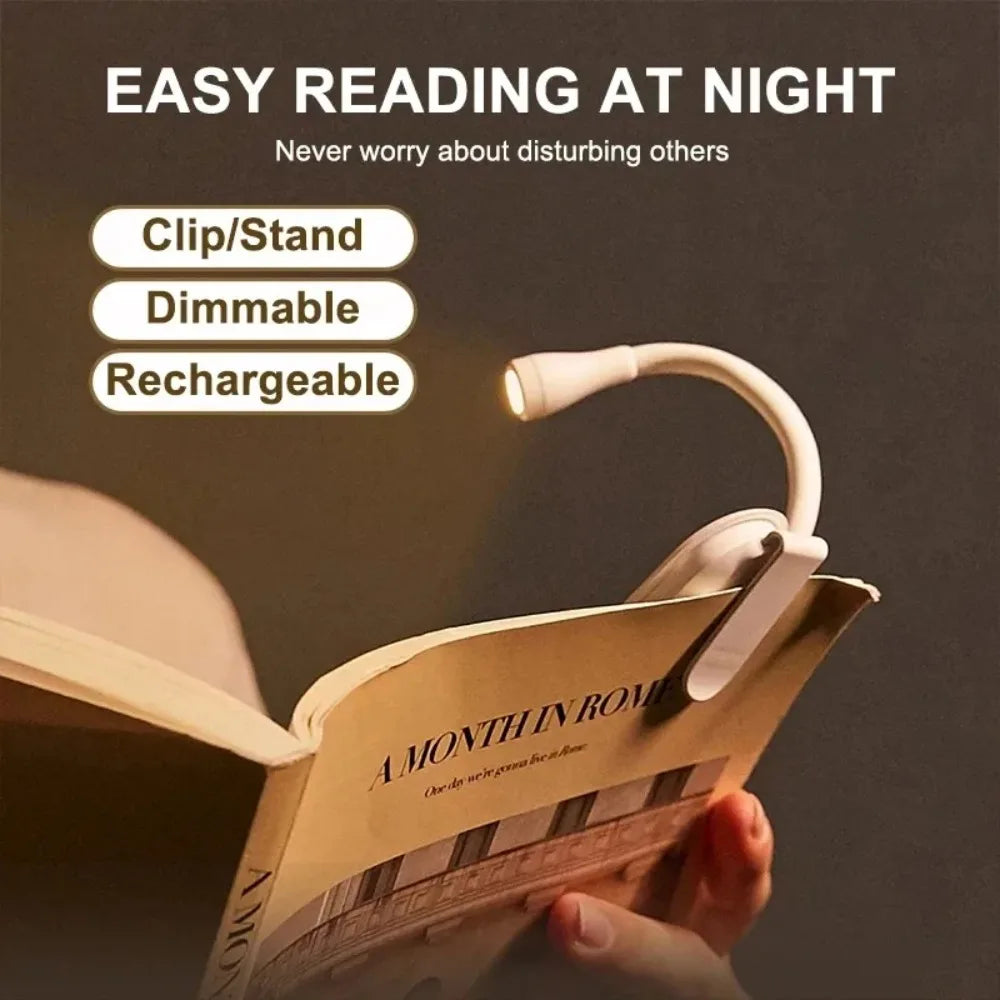 USB Rechargeable Clip-On LED Book Light – Dimmable 360° Clip-On Book Light Babs