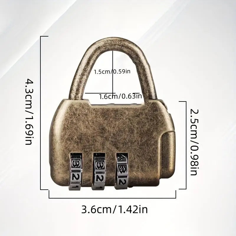 Retro 3-Digit Combination Padlock – Vintage Antique Style Combination Padlock Babs