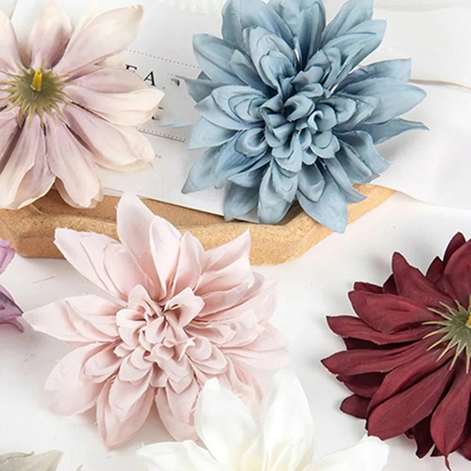 Silk Dahlia Rose Artificial Flower Heads – 5 or 10 Pack Artificial Flower Heads Babs