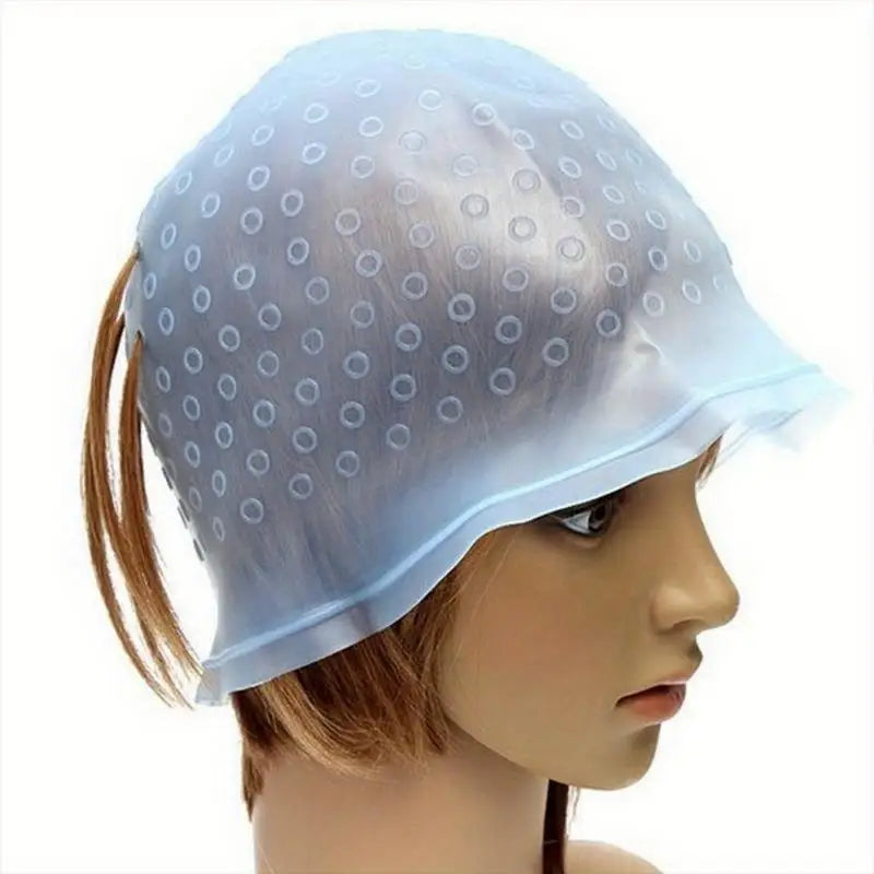 Silicone Reusable Hair Highlighting Dye Cap with Needle Hair Coloring Cap Babs
