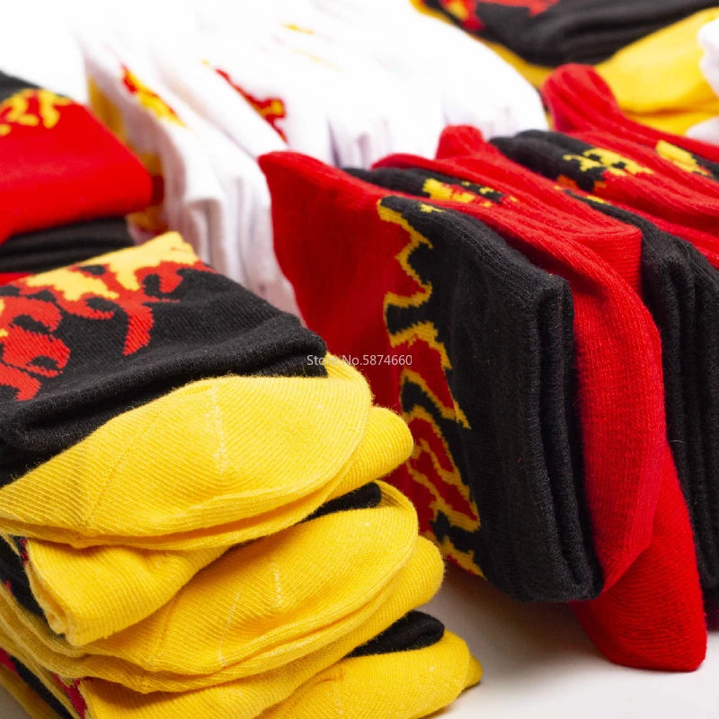Men's Hip Hop Flame Print Crew Socks | Cotton Skateboard Socks Men's Crew Socks Babs