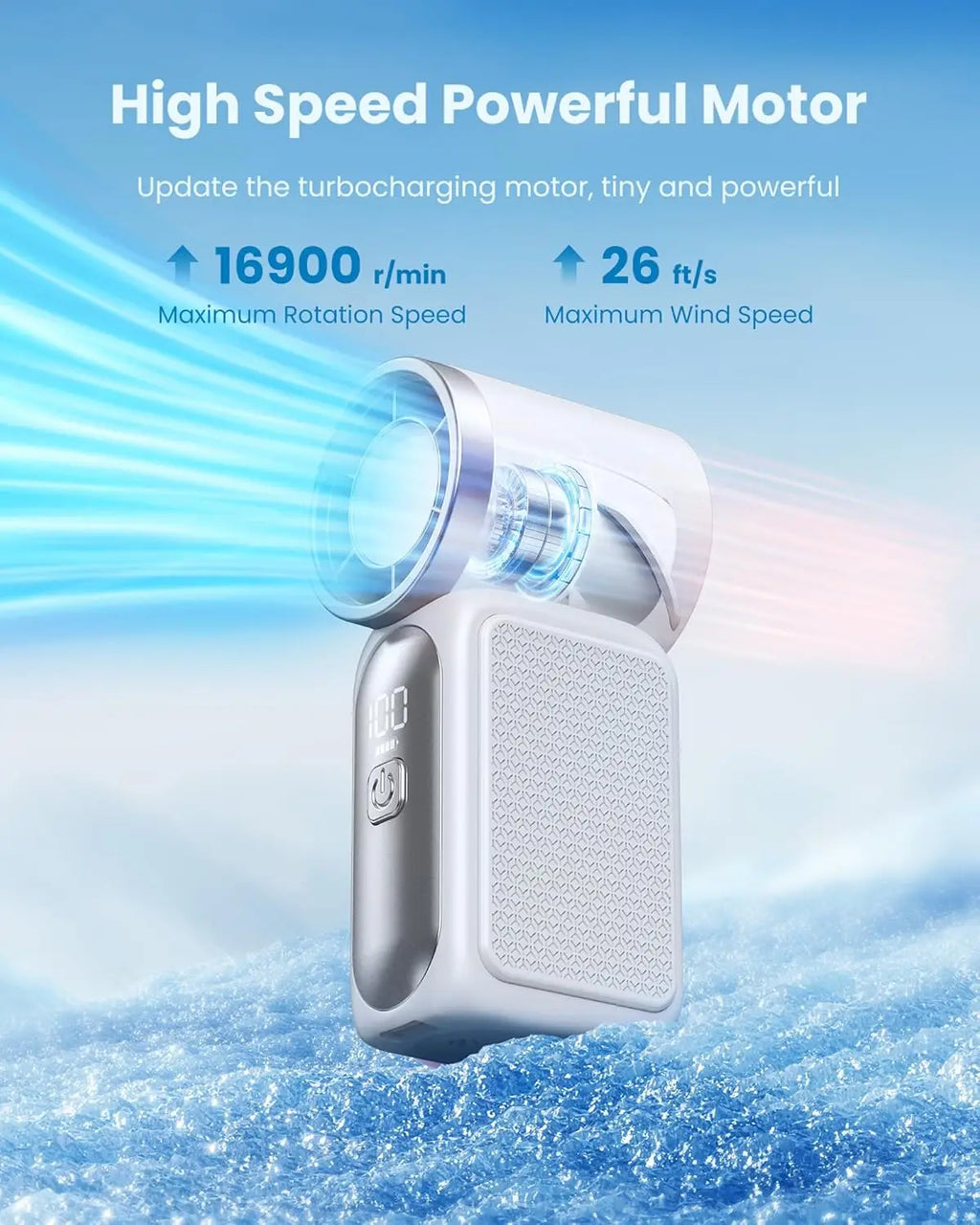Mini Portable Handheld Turbo Fan with LED Display | Rechargeable Handheld Portable Fan Babs