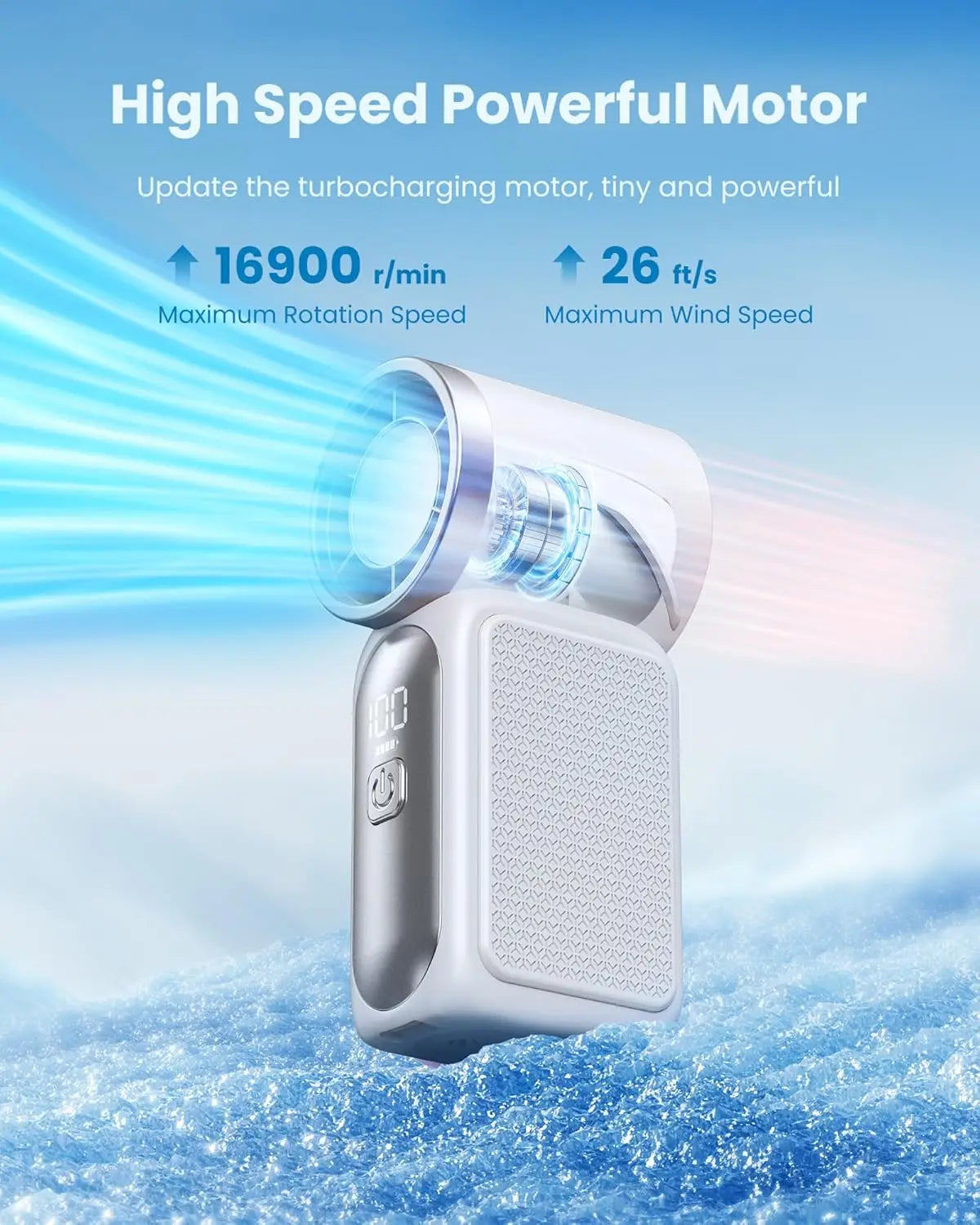 Mini Portable Handheld Turbo Fan with LED Display | Rechargeable Handheld Portable Fan Babs