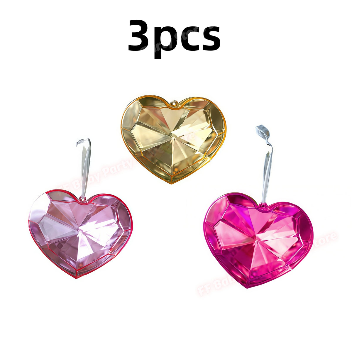 Acrylic Rainbow Love Heart Christmas Tree Ornament Pendant Christmas Tree Ornament Babs 3pcs