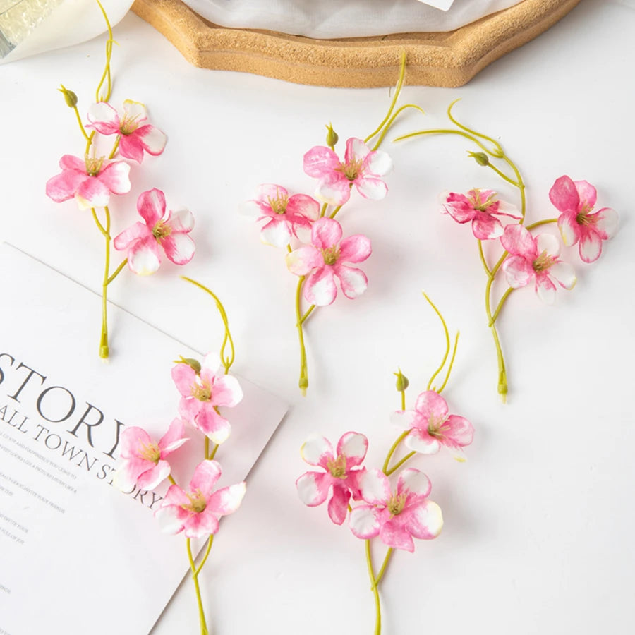 Silk Plum Blossom Artificial Flowers for Wedding & Home Decor Artificial Silk Flowers Babs Pink 10 pcs