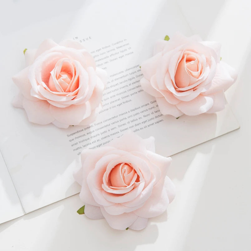 Silk Artificial Rose Heads 5/10 PCS – Wedding & Home Decor Artificial Silk Flowers Babs Champagne 10 pcs